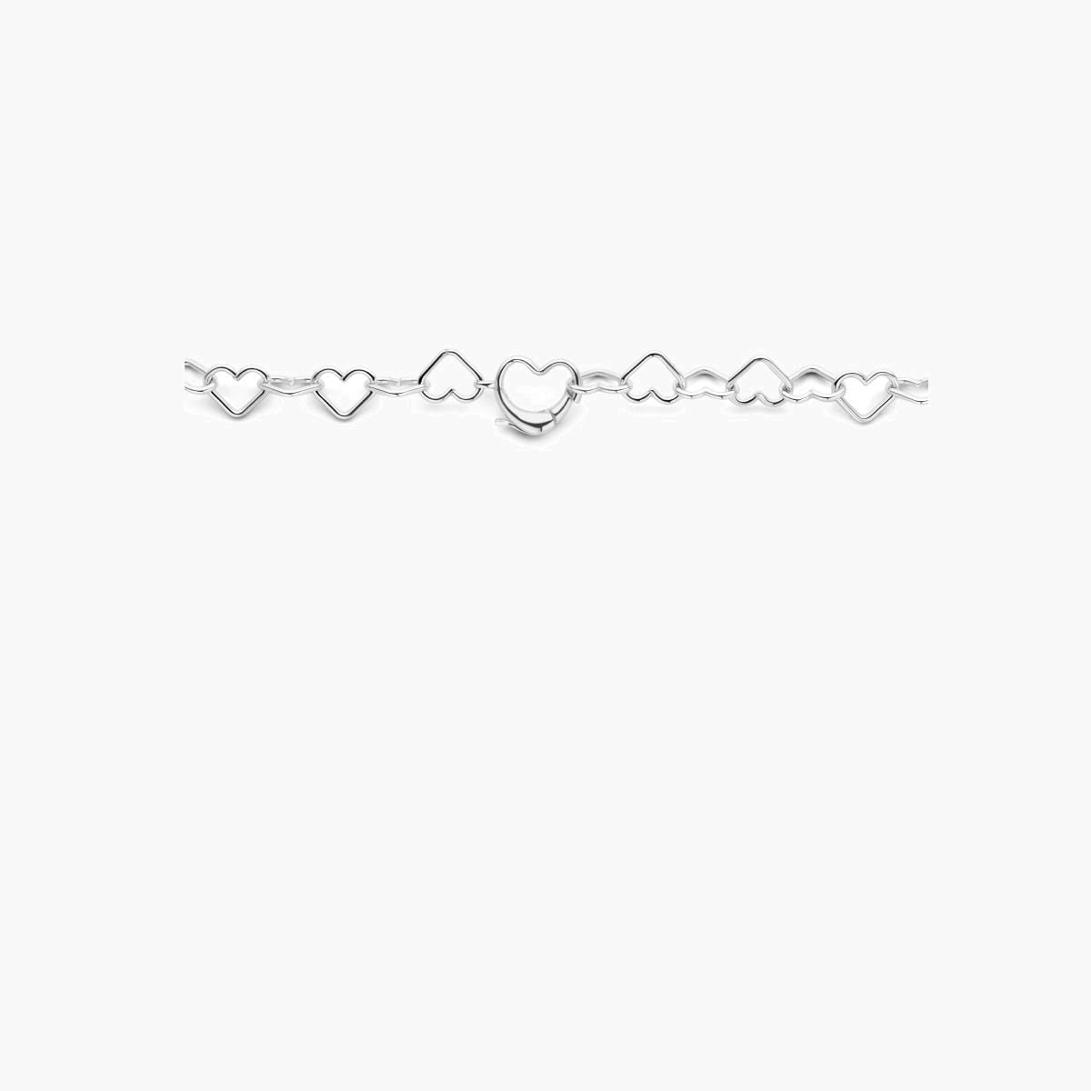 Gerhodineerde zilveren ketting met hartvormige schakel - detail