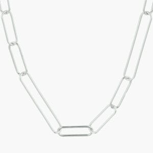 Gerhodineerd zilveren ketting paperclip brede schakels