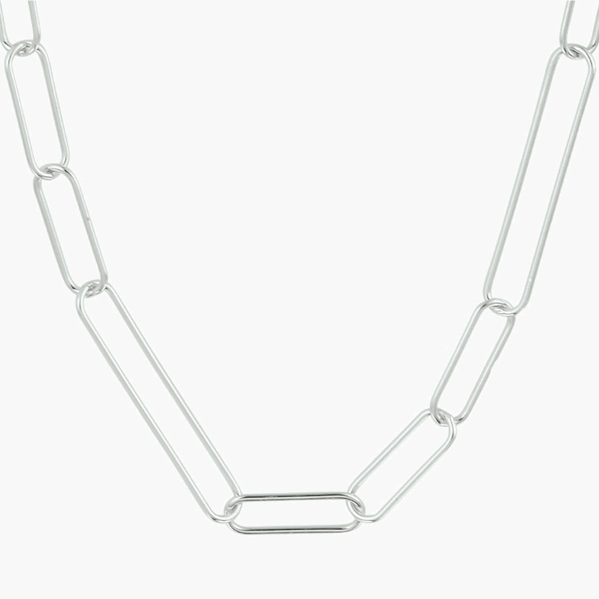 Gerhodineerd zilveren ketting paperclip brede schakels