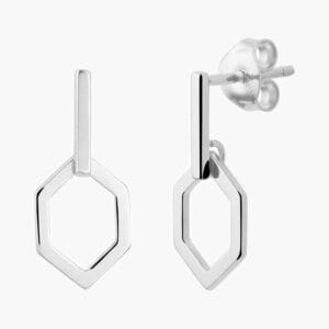 Gerhodineerd zilveren oorbellen met zeshoekige hanger