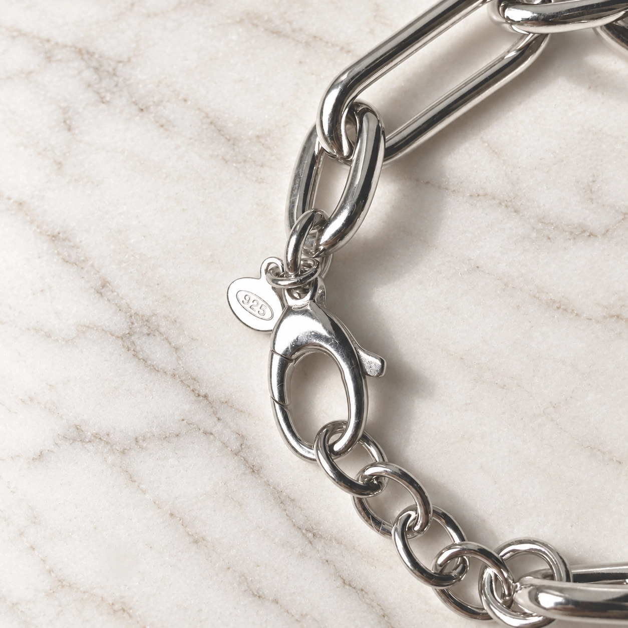Gerhodineerd zilveren brede schakel armband - 925 label
