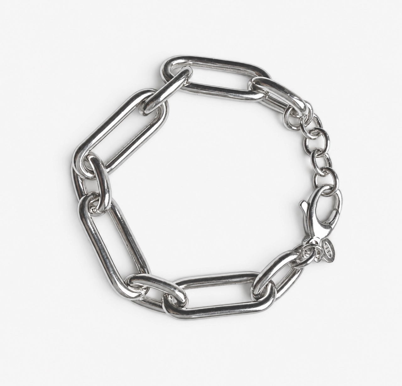 Gerhodineerd zilveren brede schakel armband