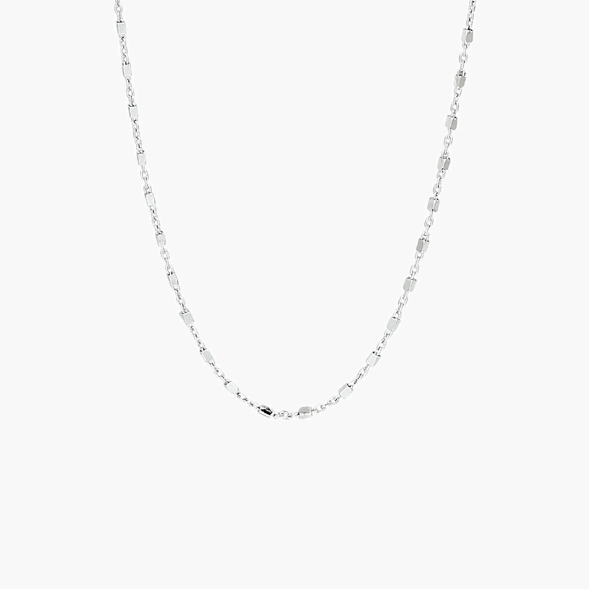 Lange gerhodineerd zilveren ketting staafjes 80 cm