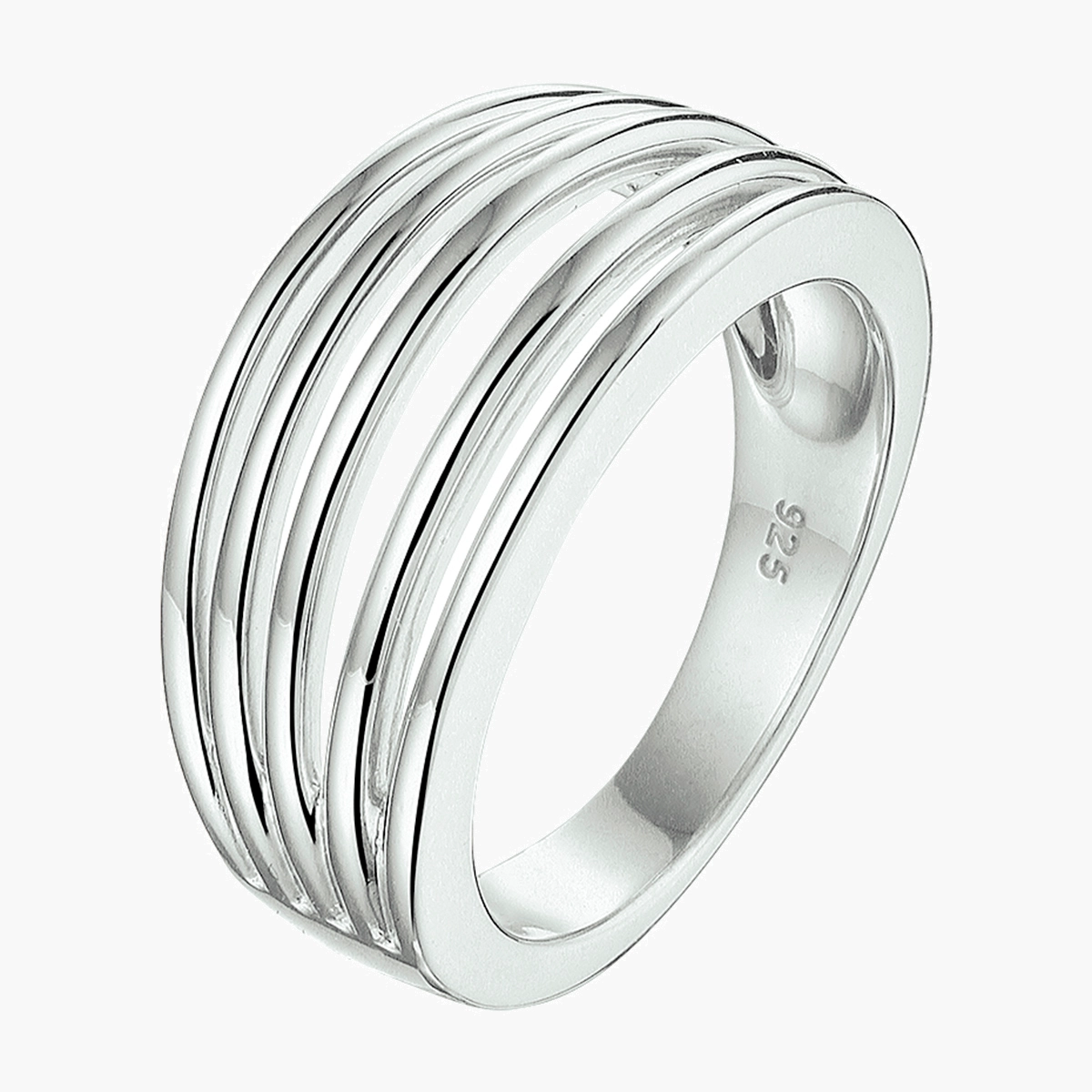 Gerhodineerd zilveren ring multi layered - maat 18.5