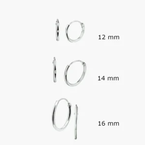 Zilveren oorringen essential hoop set - 12, 14, 16 mm