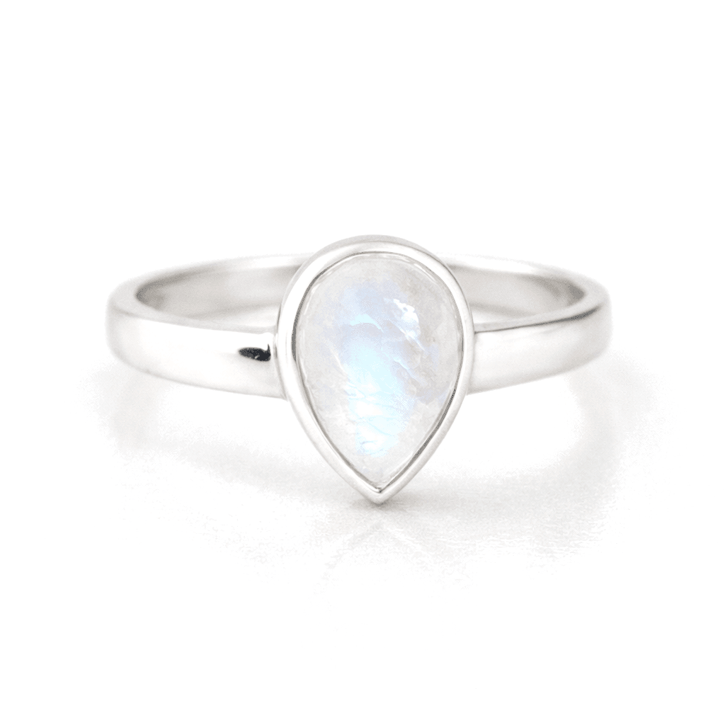 Ring maansteen - 925 zilver - druppelvorm