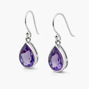 Zilveren Amethist oorbellen 925 zilver - zetting