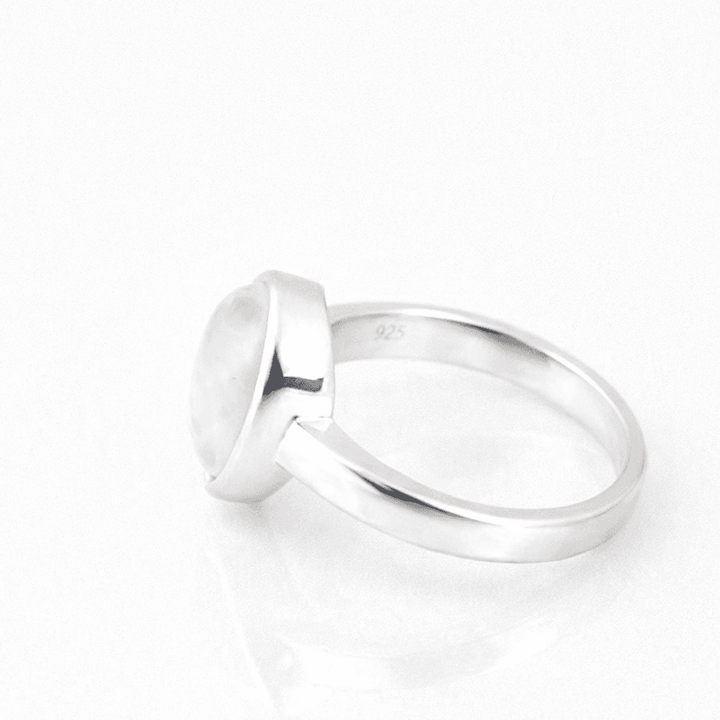 Ring maansteen - 925 zilver - druppelvorm - zijkant