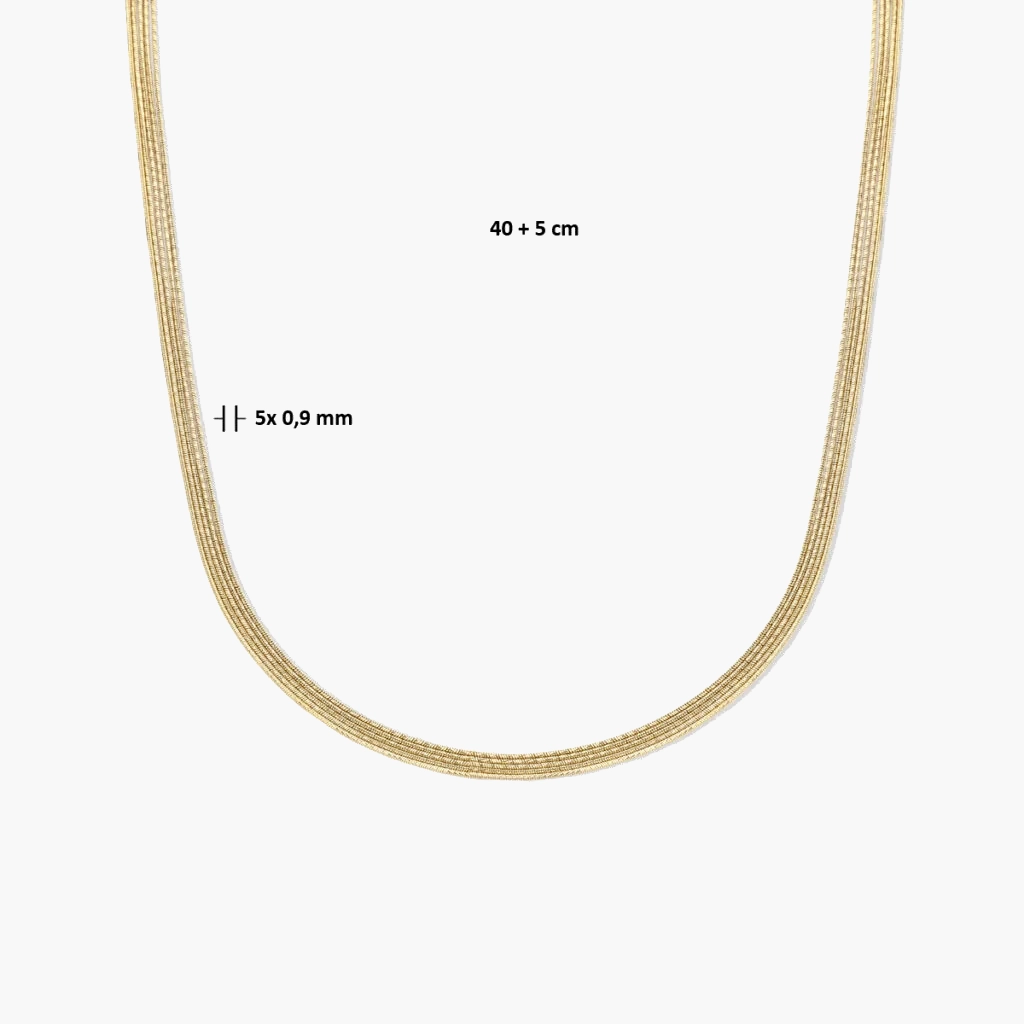 Verguld zilveren multi ketting met slang schakel - afmetingen