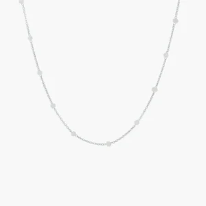 Maansteen ketting - gerhodineerd 925 zilver