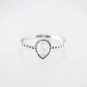 Zilveren maansteen ring met bolletjes - 925 zilver