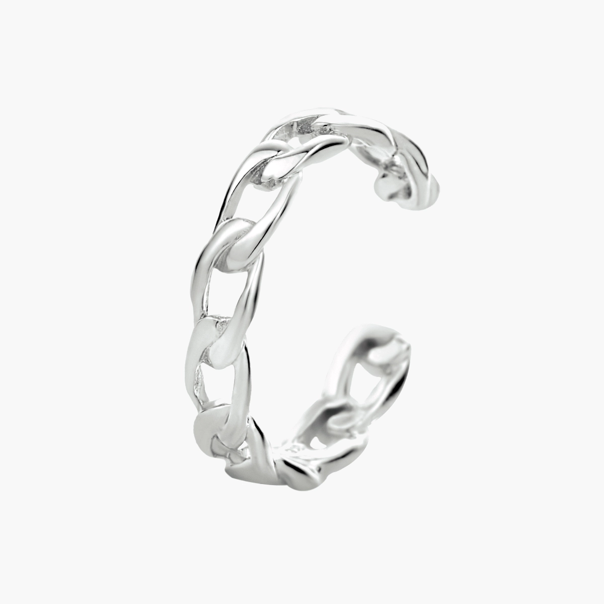 Gerhodineerd zilveren ear cuff met schakel