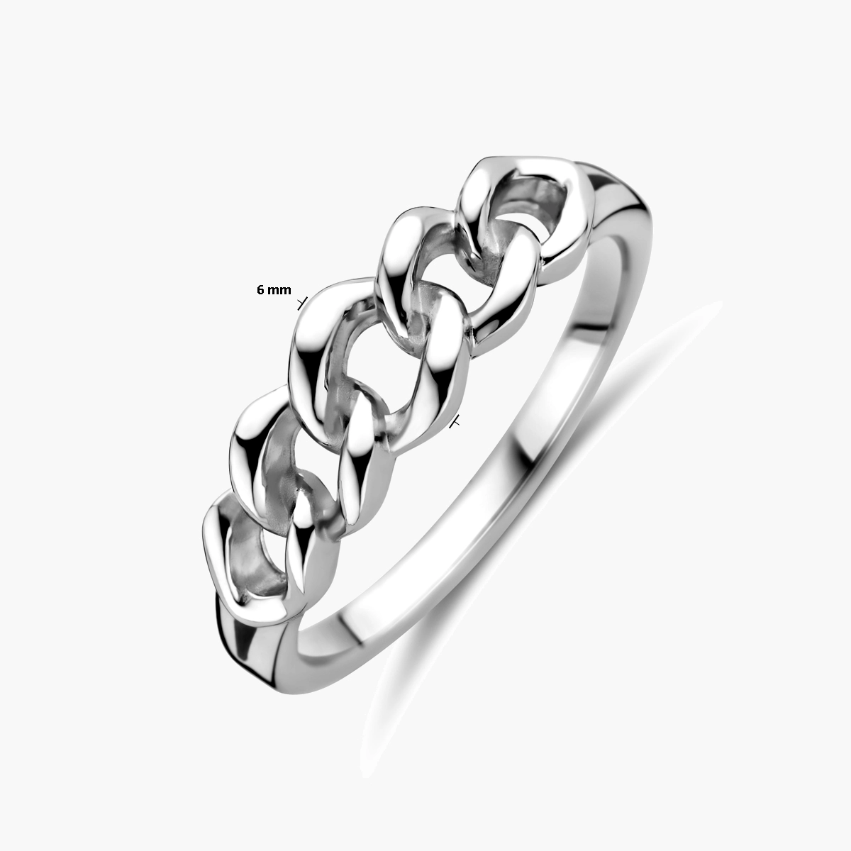 Ring schakels - gerhodineerd 925 zilver - afmetingen