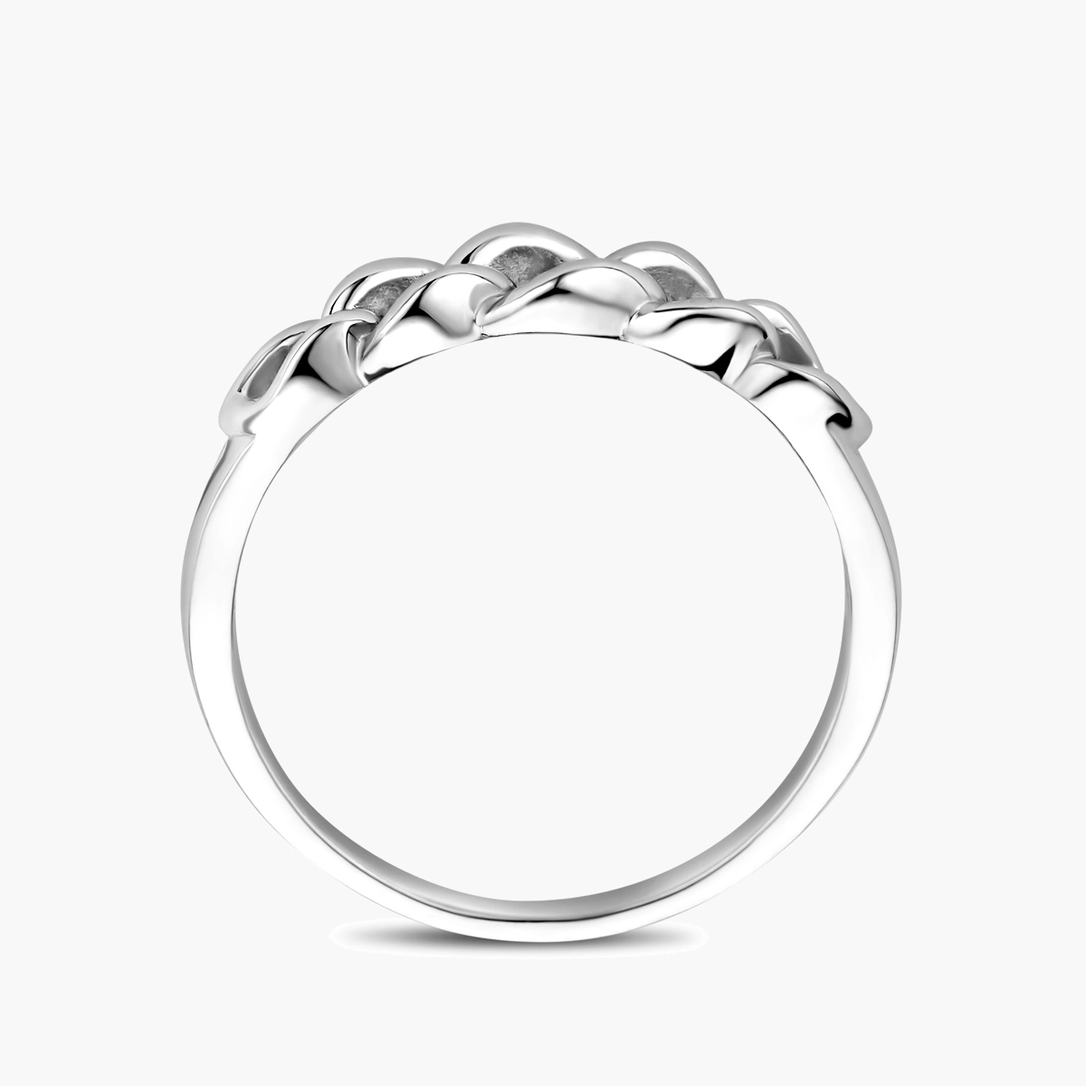 Ring schakels - gerhodineerd 925 zilver - bovenaf