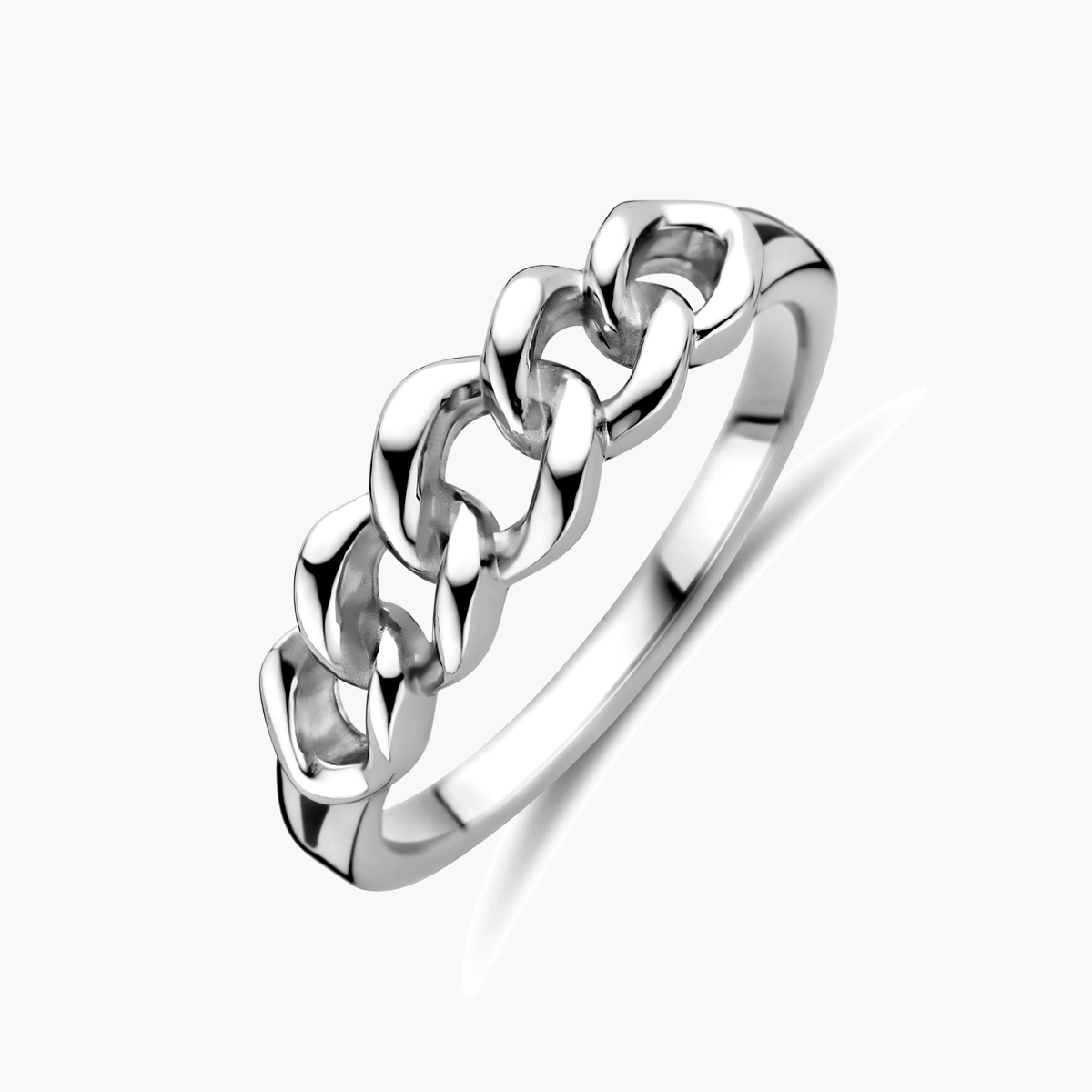 Ring schakels - gerhodineerd 925 zilver