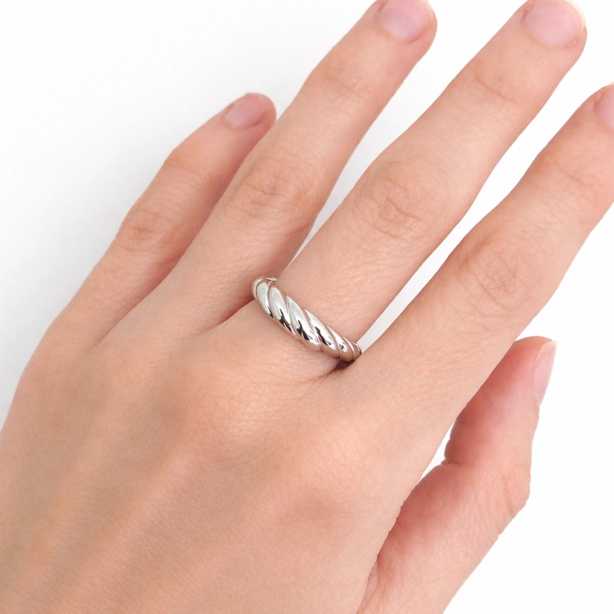 Ring croissant - gerhodineerd 925 zilver - Afbeelding 2