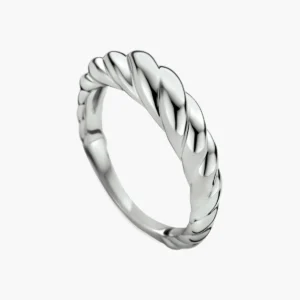 Gerhodineerd zilveren ring croissant