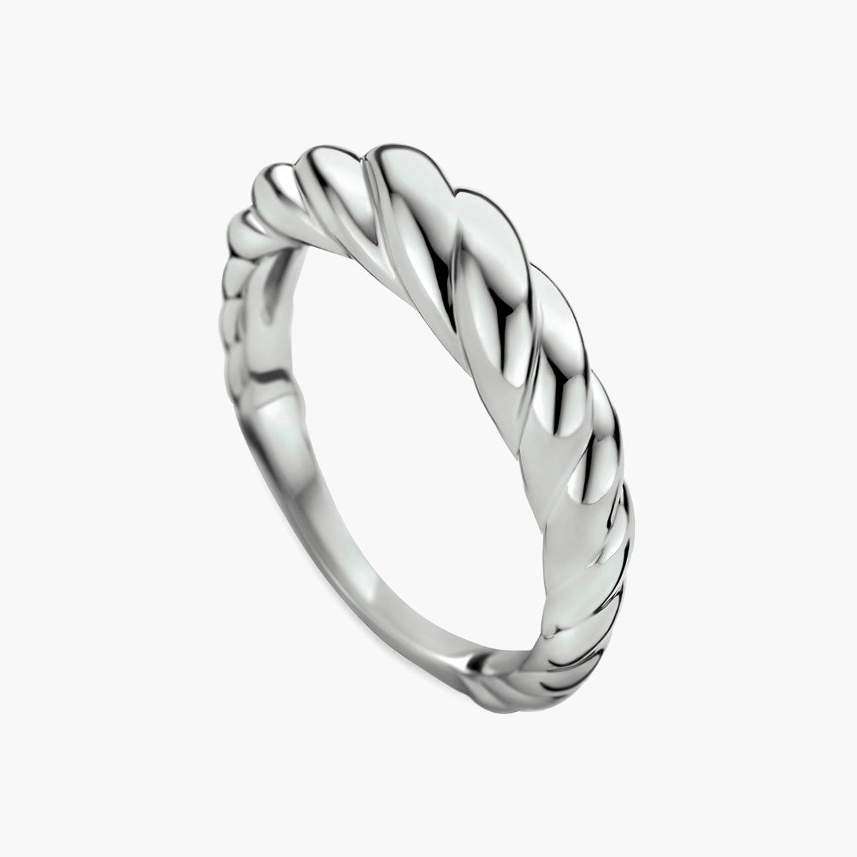 Gerhodineerd zilveren ring croissant