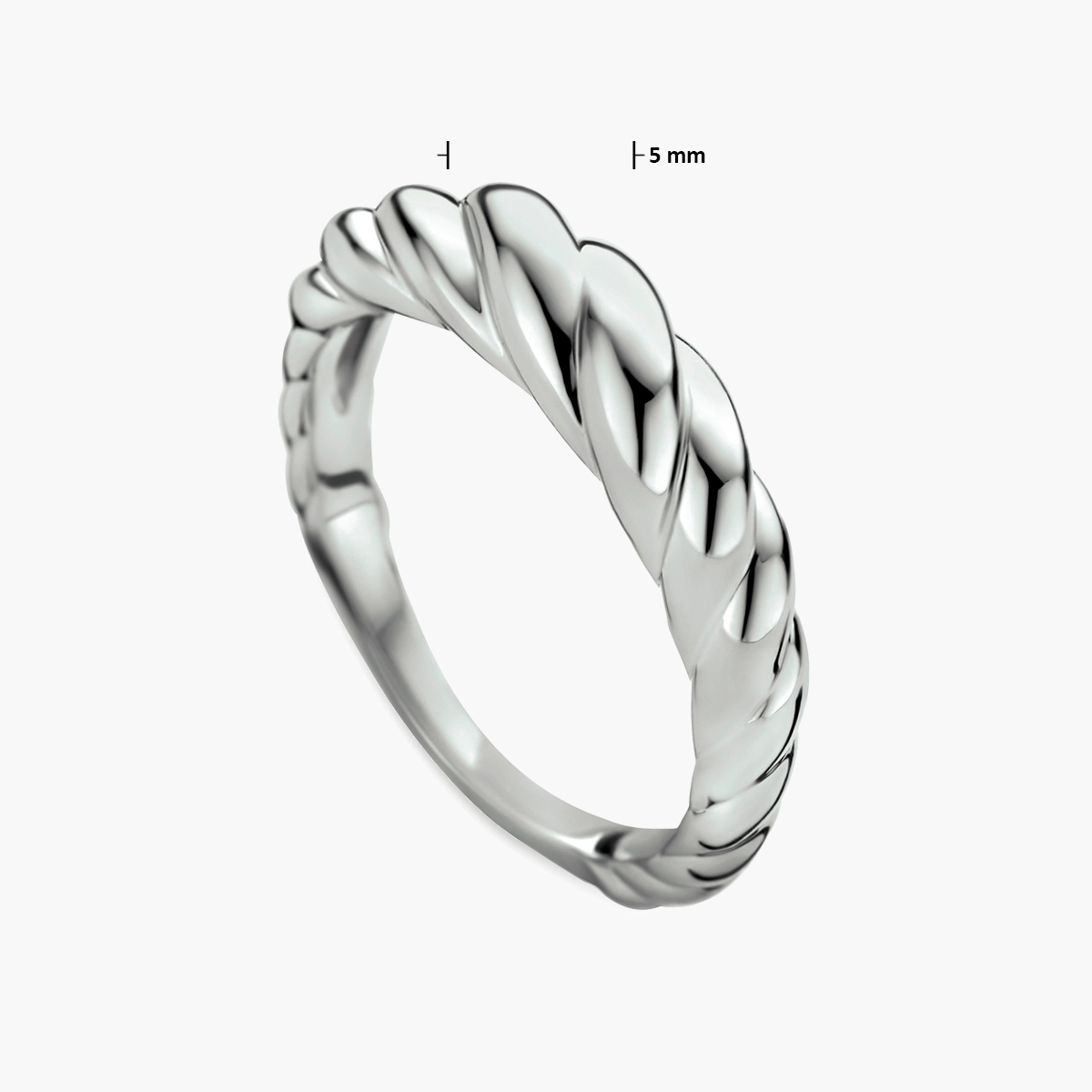 Gerhodineerd zilveren ring croissant - afmetingen
