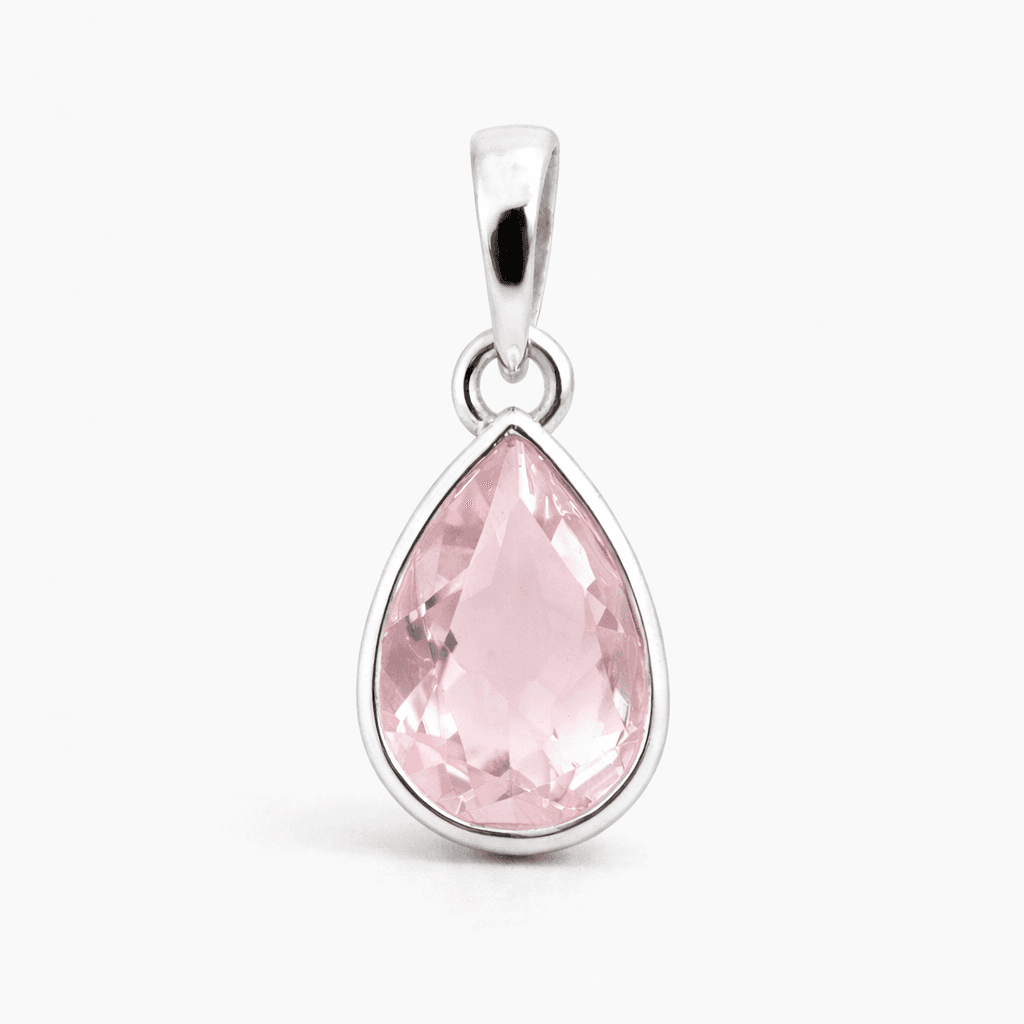 Zilveren hanger rozenkwarts facet geslepen - 925 zilver