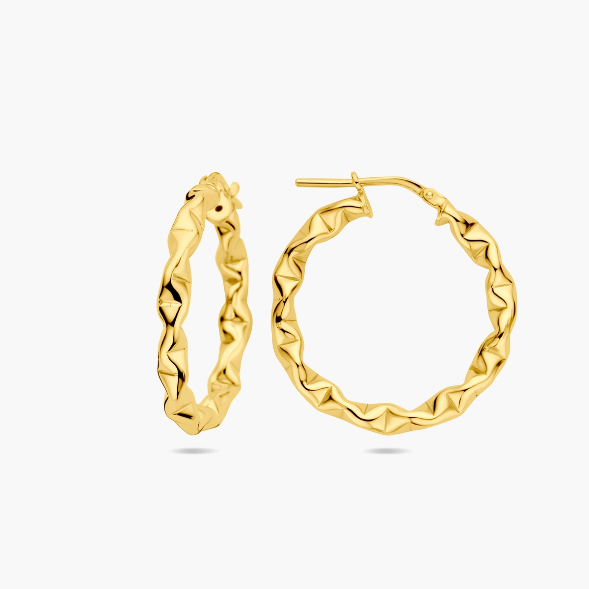 Oorringen kreuk design met hefboomsluiting - verguld 925 zilver