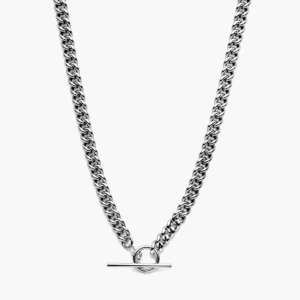 Gerhodineerd zilveren gourmet ketting met kapittel slot