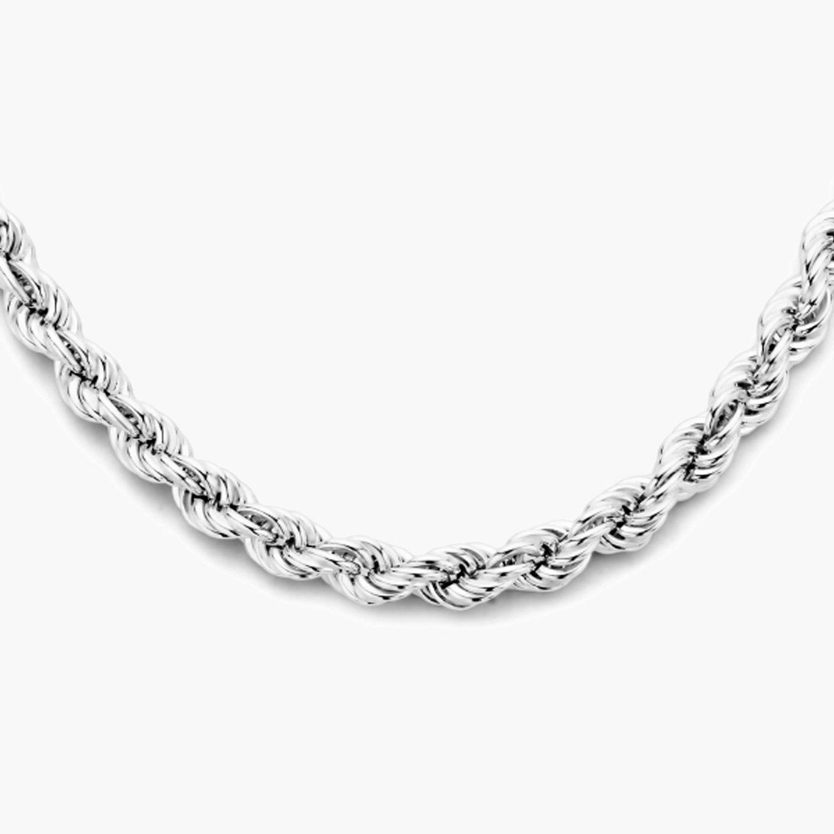 Gerhodineerd zilveren ketting koord 45 cm - detail