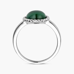 Gerhodineerd zilveren ring malachiet - zijaanzicht