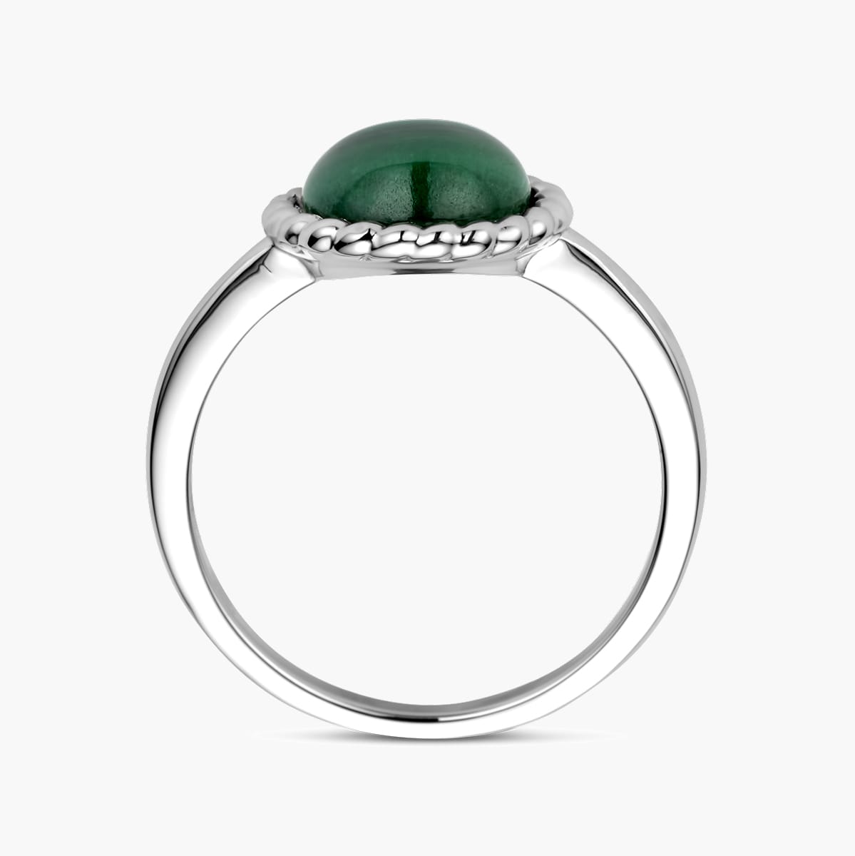 Gerhodineerd zilveren ring malachiet - zijaanzicht