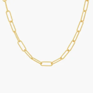 Paperclip ketting verguld zilver gedraaid