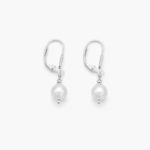 Lichtgrijze parel oorbellen - 925 zilver