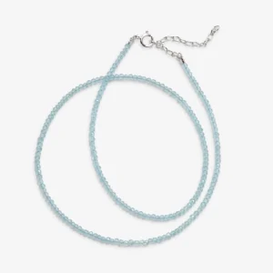 Ketting aquamarijn facet geslepen 2 mm - 925 zilveren sluiting