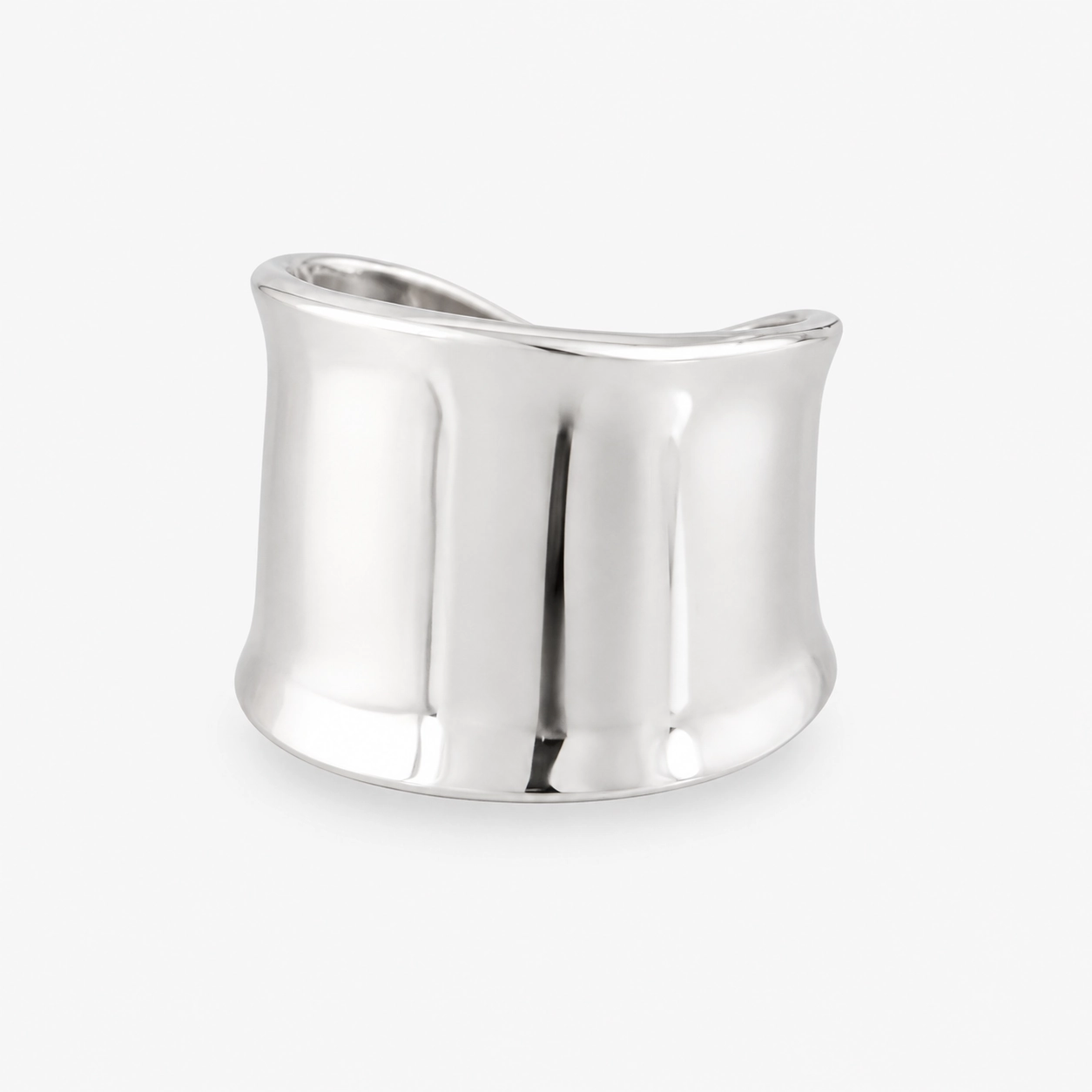 Brede gladde zilveren cuff ring