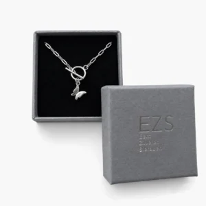 Zilveren ketting paperclip met vlinder bedeltje - sieradendoosje