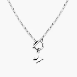 Zilveren ketting paperclip met vlinder bedeltje